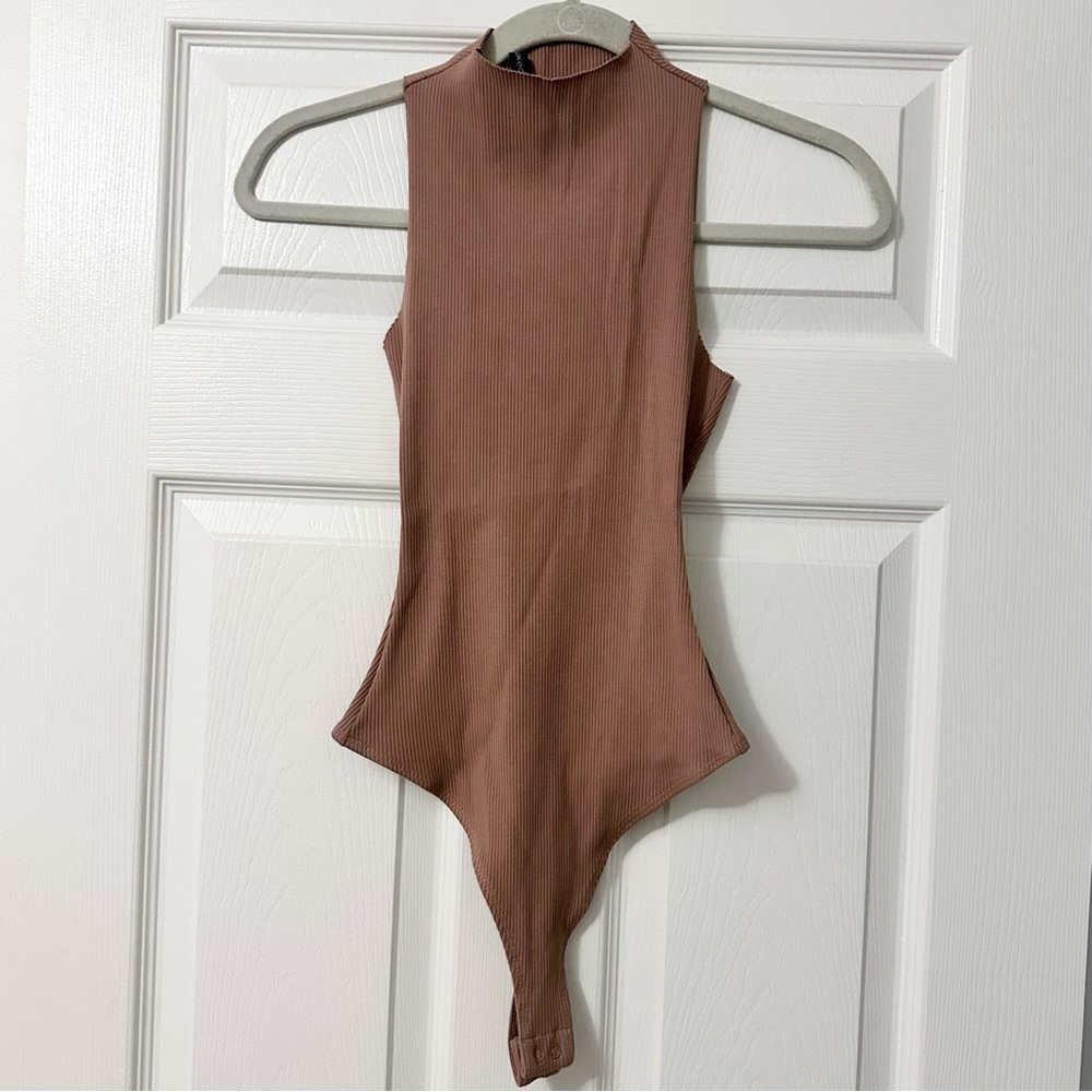 Naked Wardrobe Ribbed Light Brown Bodysuit